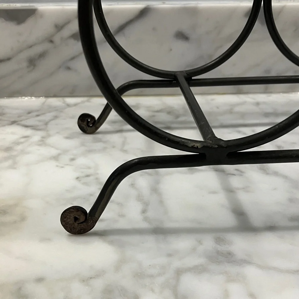 Gray Metal Wine Rack- 7 bottle, free standing, honeycomb style, circular, 4 legs